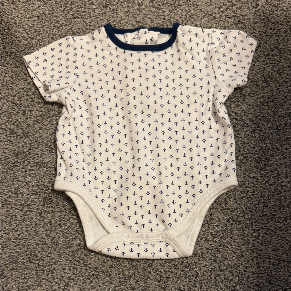 Little Me Anchor Print Baby Bodysuit - Navy and White